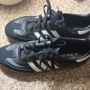 Adidas Samba Black Leather Sneakers with White Stripes